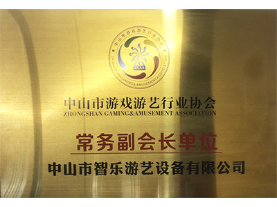 智樂中山市游戲游藝行業(yè)協(xié)會(huì)常務(wù)副會(huì)長證書